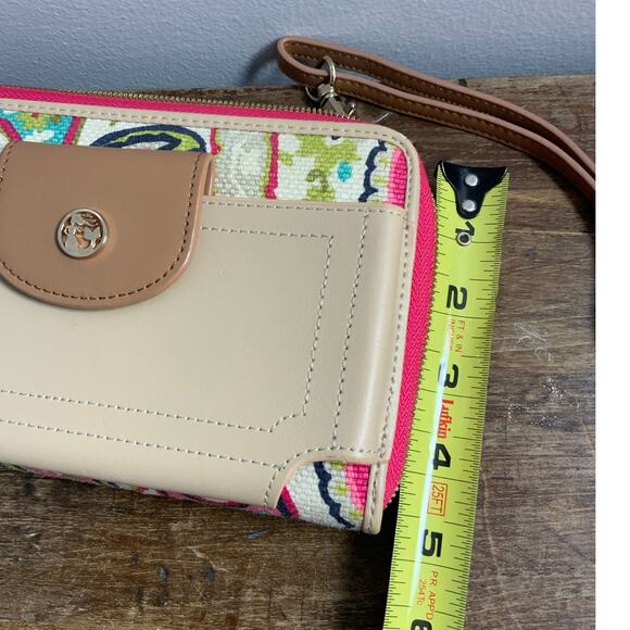 Startina 449 Wristlet Carson Cottage Leather Linen Phone Wallet Organizer - Picture 6 of 6